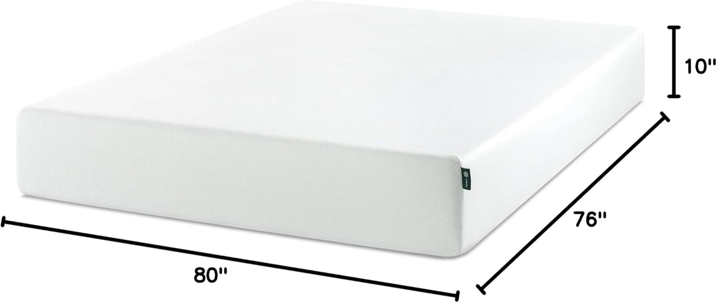 Zinus 10 Inch King Green Tea Memory Foam Mattress - Medium Firm Feel, Zoned Pressure Relief, Safe & Fiberglass Free