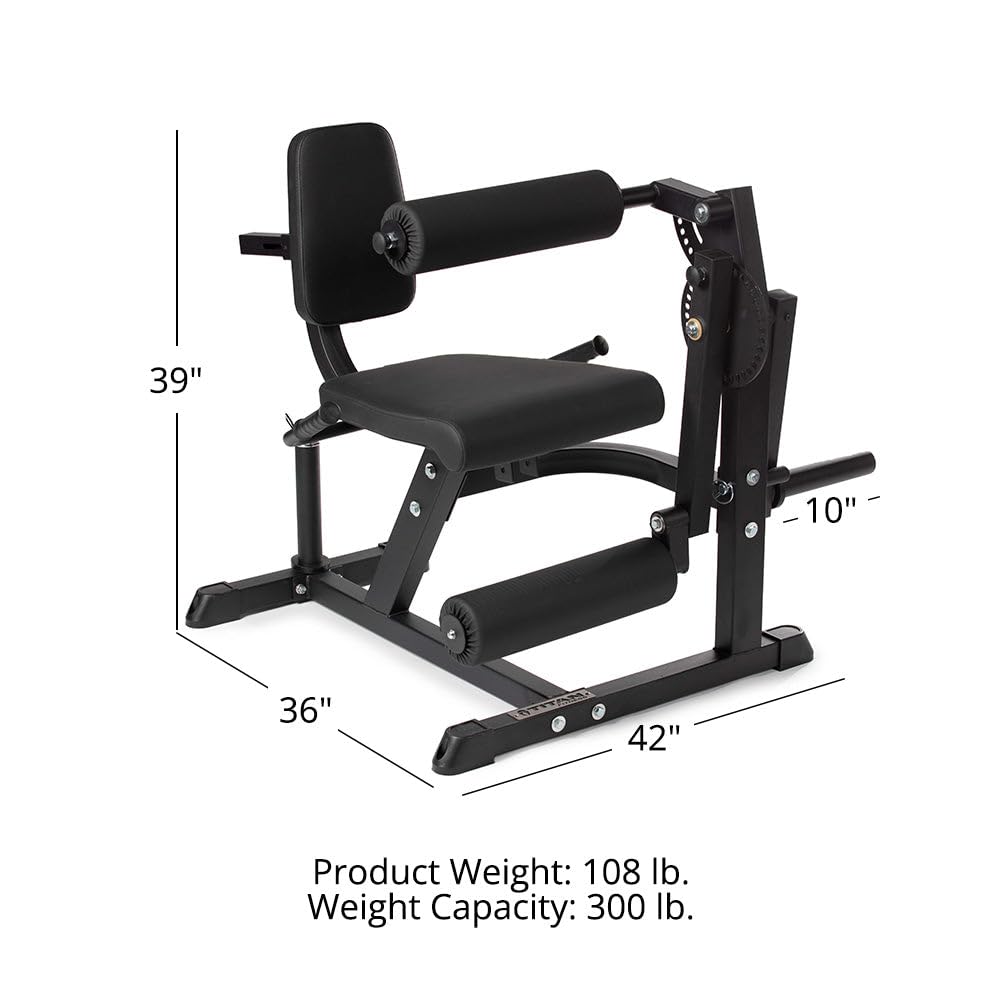 Titan Fitness Plate-Loaded Adjustable Leg Extension and Curl Machine, Rated 300 LB, Lower Body Specialty Machine for Extension and Curls, Muscle Focus on Thigh, Quads and Hamstrings