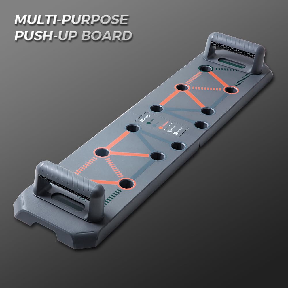 KEEP Push Up Board, 18-in-1 Foldable Pushup Bar for Men & Women, Portable Home Gym Equipment for Chest, Triceps, Shoulder & Back Workout, Heavy-Duty ABS Muscle Strength Training System (Grey)