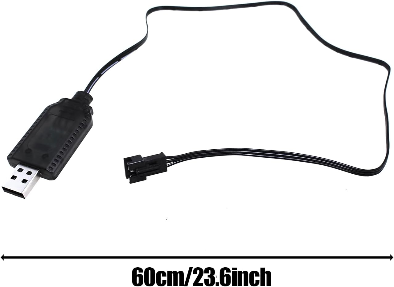 Maxmoral 2PCS 7.4V SM-3 Black Lithium Polymer Battery USB Charger with Plug Suitable for Remote Control Car Truck Ship