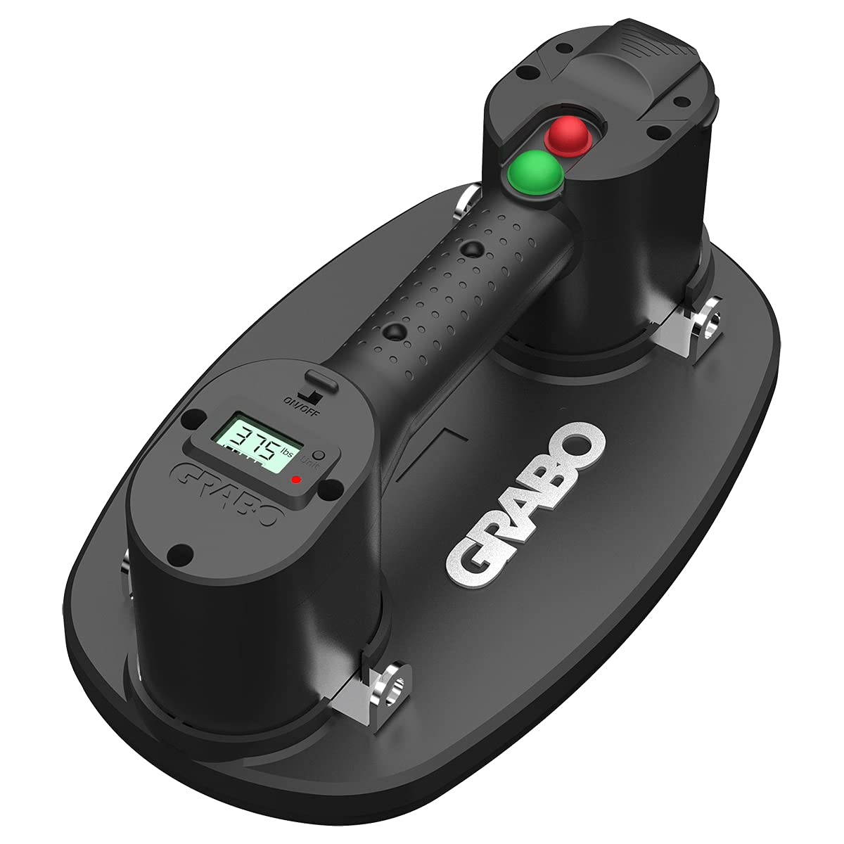 GRABO PRO-Lifter-20 Electric Vacuum Suction Cup (2021) For Tiles, Stone, Wood, Glass, Concrete Pavers, Drywall. Lifts up to 375lbs with Auto Shut-OFF Switch. Incl: 1 Battery,1 Seal, Charger, Carry Bag