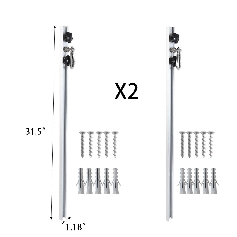 Resistance Band Wall Anchor,Gym Resistance Bands,djustable Workout Wall Anchor System,for Resistance Band Exercises,with 2 Rail and 2 Rail Car,Easy Installation(double set,No Resistance Bands)