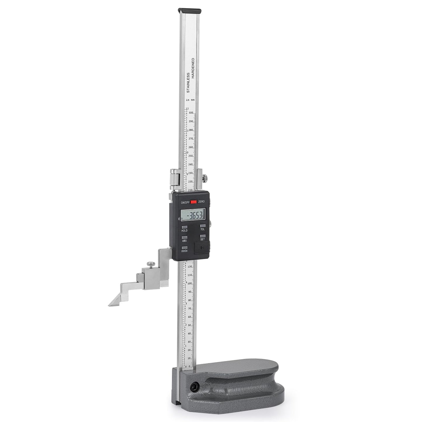Mxmoonfree 12" (300mm) Digital Height Gauge, 0.0005" Resolution, Heavy-Duty Cast Iron Base with Micro-Adjustment, ABS/INC Modes, Includes Carrying Case & Batteries
