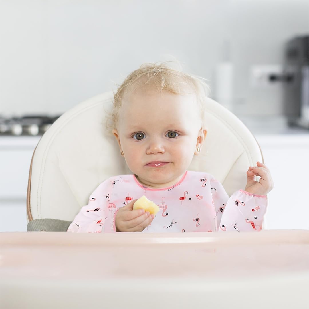 2025 Silicone Baby Feeding Set - All in One: Spoon, Fork, Suction Bowl, Divided Suction Plate, Sippy Cup, Silicone Bib and Travel Bib -6 + Month, Toddler & Baby silicone feeding set - BPA free, Pink