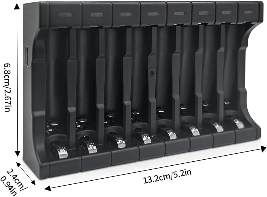 SPMST 1.2V 5V 2A 8-Slot AA AAA Battery Charger, Suitable for Ni MH Batteries, Type-C Fast LED Light as Charging