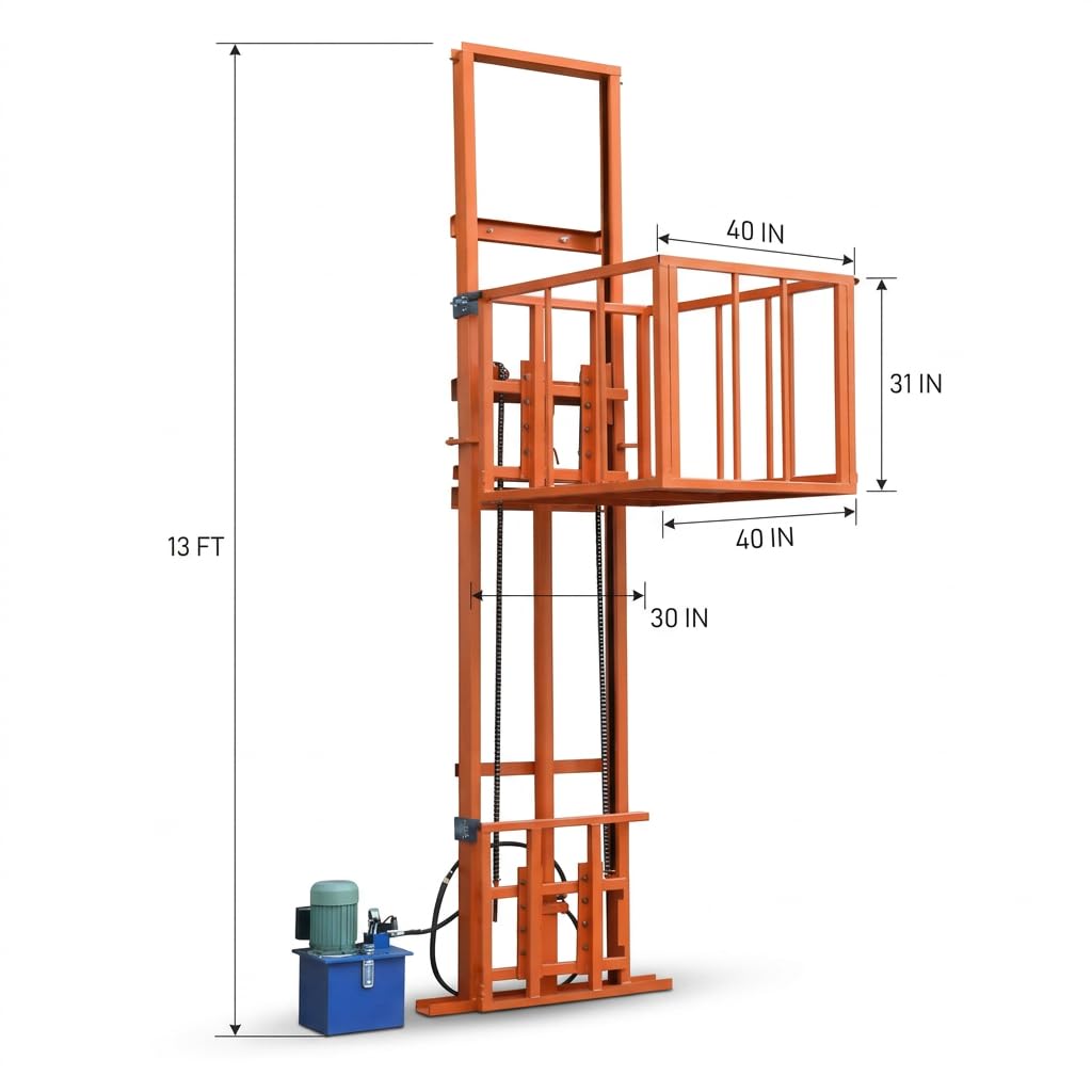 Home Elevator Lift System Dumbwaiter Elevator Home Factory Warehouse Wall Mounted Freight Elevator, 9.8 Ft Electric Hydraulic Lift Platform Table 2200lbs