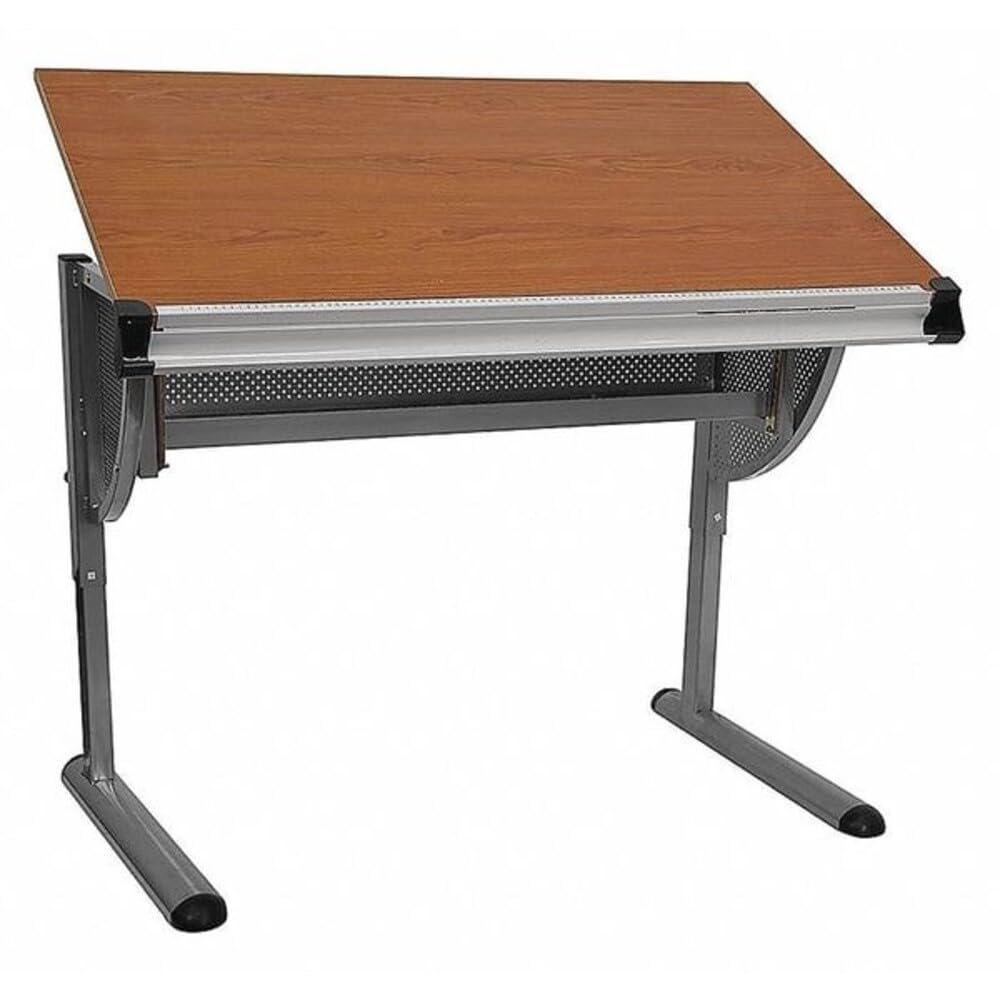 Flash Furniture Berkley Adjustable Drawing and Drafting Table with Pewter Frame