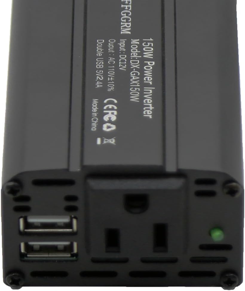MOVFFGGRM 150W 12V 110V 2.4A Power Inverter DC to AC Car Plug Adapter Outlet Converter with Dual USB AC car Charger