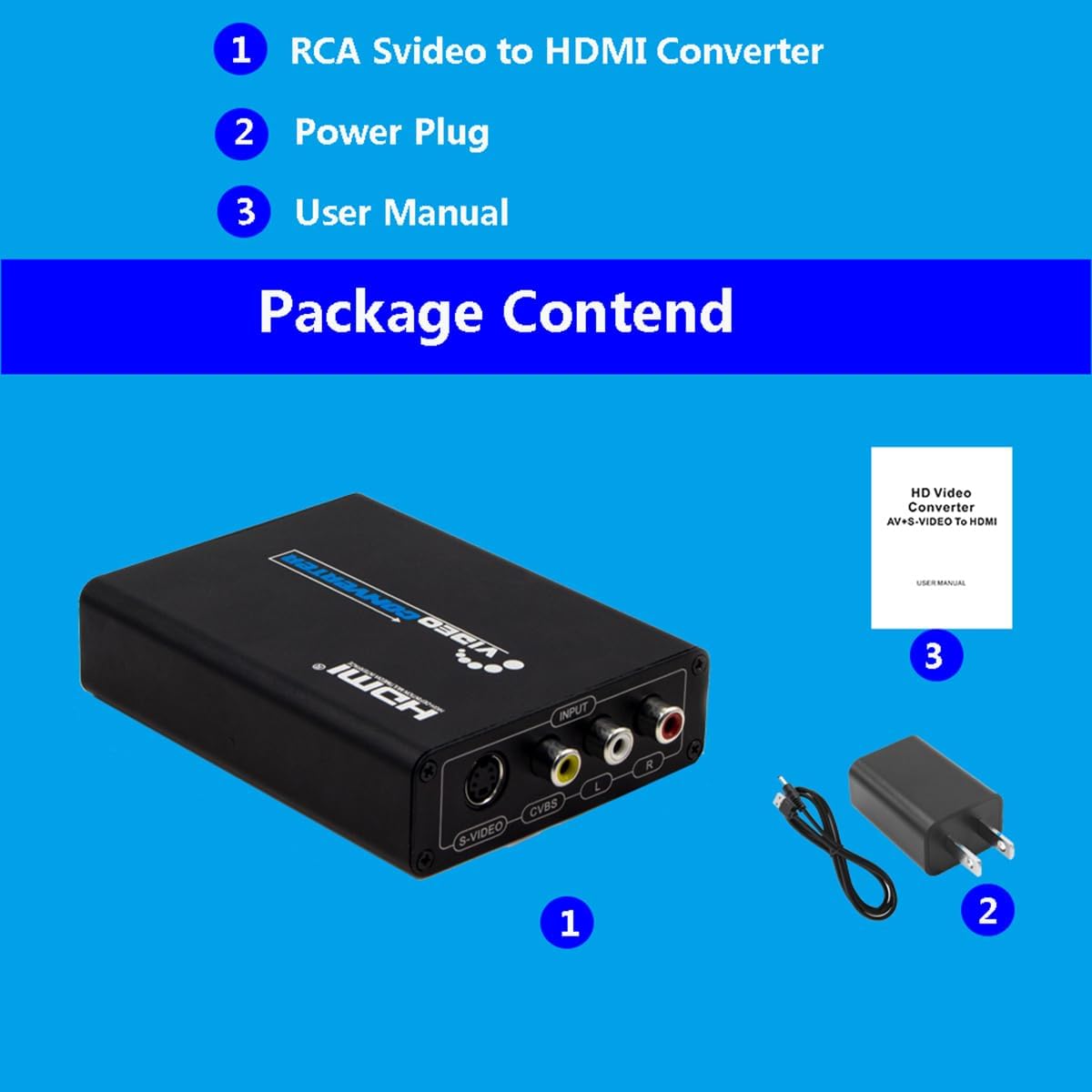 HDSUNWSTD 3RCA 4 3/16 9 /3.5mm 480P/576P/720P/1080P AV CVBS Composite & S-Video R/L Audio to HDMI Converter Adapter