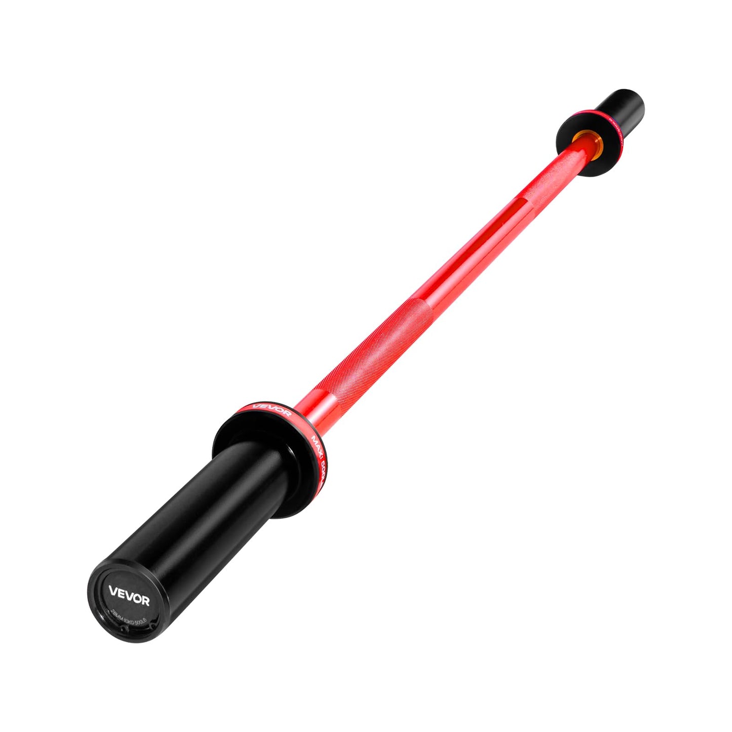 VEVOR 4FT/6FT/7FT Barbell Bar, Fits 2-Inch Weight Plates, Chrome Plated Barbell Bar with Knurled Grip for Strength Training, Weightlifting, Squat, Deadlift, Bench Press, Curl, Overhead Press, 500lbs/700lbs/1000lbs Capacity (Black&Red, 4FT 22lbs Barbell, 5