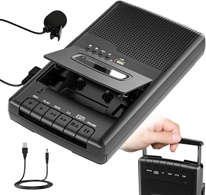 Mersoco Cassette Cassette 3.5MM Portable Player,Digital Recorder Portable Tape Player with Stand-Alone Microphone