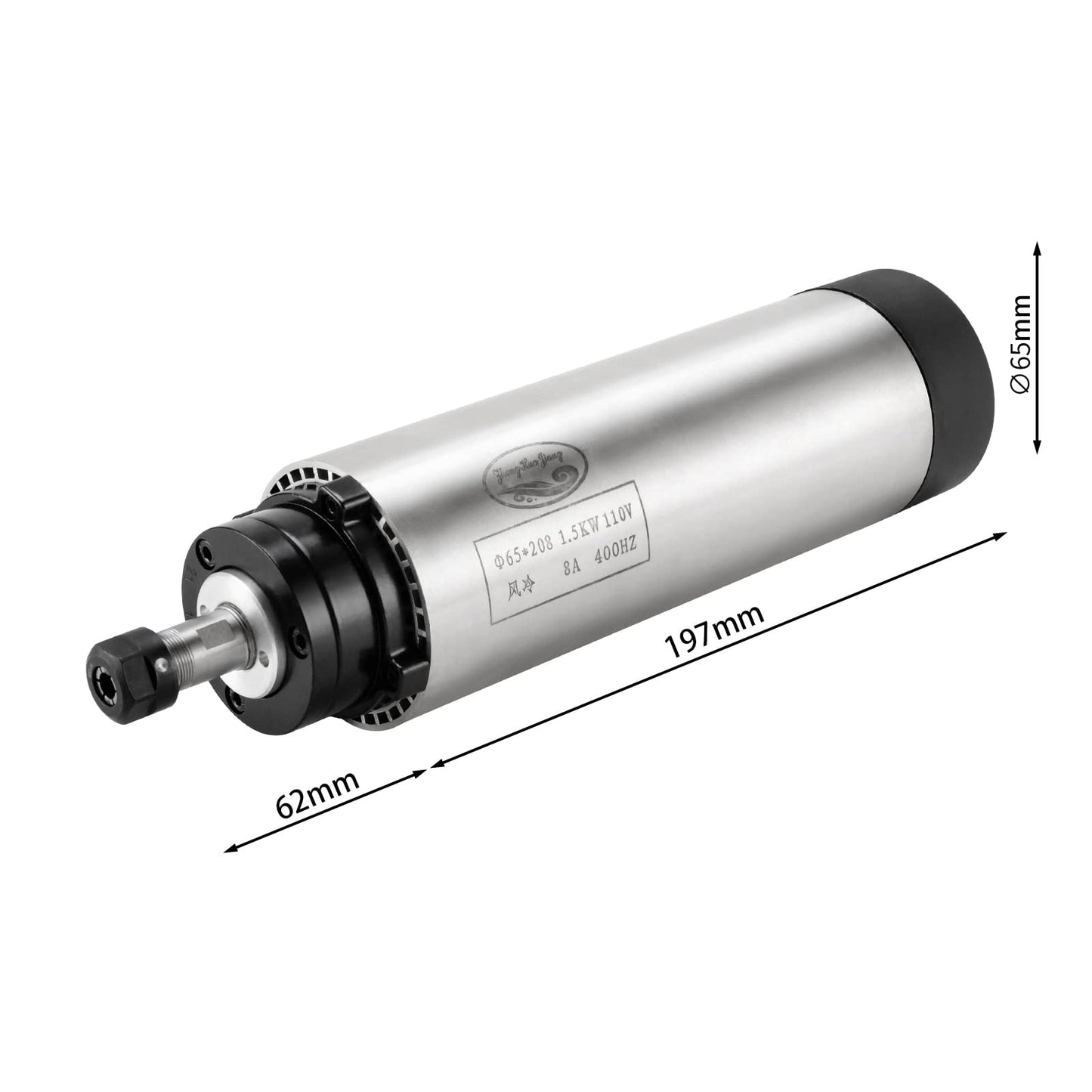 CNC Spindle Motor Kits, 110V 1.5KW Air Cooled Spindle CNC Spindle +110V 1.5KW VFD+Φ65mm Clamp Mount +Collet Set ER11+ Wires+ Wrenches for CNC Router Machine