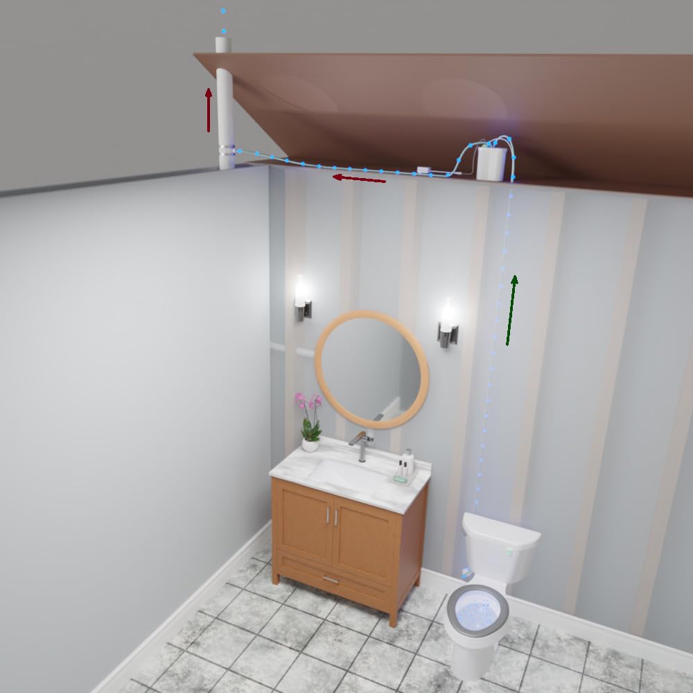 Potty Sniffer Toilet Ventilation System, Odorless Toilet Conversion, FULL OPTIONS KIT for Standard Overflow Pipe Equipped Toilets, Eliminates Embarrassing Toilet Odor Permanently