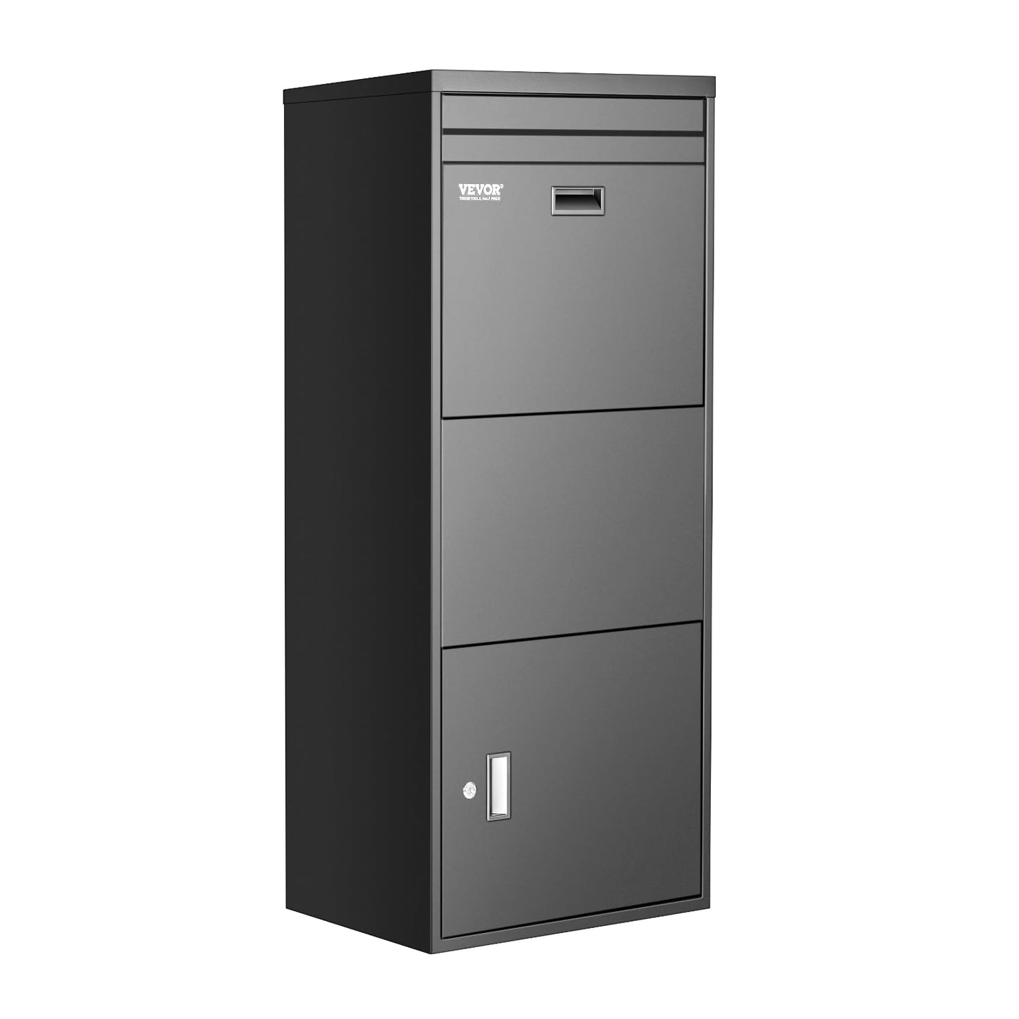 VEVOR Package Delivery Boxes for Outside, 47.2 in Mailbox for Parcel with Lock, Galvanized Steel Package Drop Box with Anti-Theft Design, Weather-Resistant Package Mailbox for Home and Office, Black