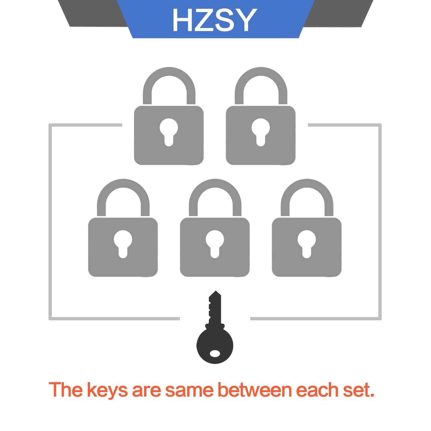 HZSY Padlocks Keyed Alike, Pack of 6, Laminated Steel Keyed Lock (1-9/16", 40mm), Padlocks with Same Key, Normal Shackle, for Toolbox, Locker & StorageUnit or More