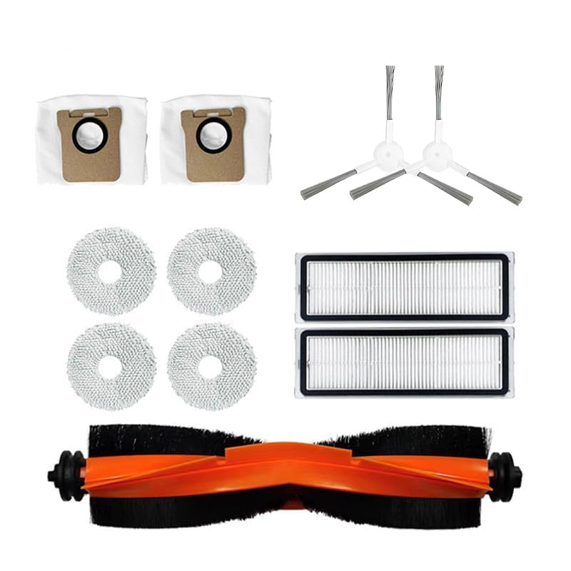 ZHICHENG 11pcs Main Roller Brush/Side Brush/mop Cloth/dust Bag/HEPA Filter Compatible with for Dreame L10S Ultra Xiaomi X10+ B101CN C102CN x20+ B116 Robot Vacuum Cleaner Accessory Replacement