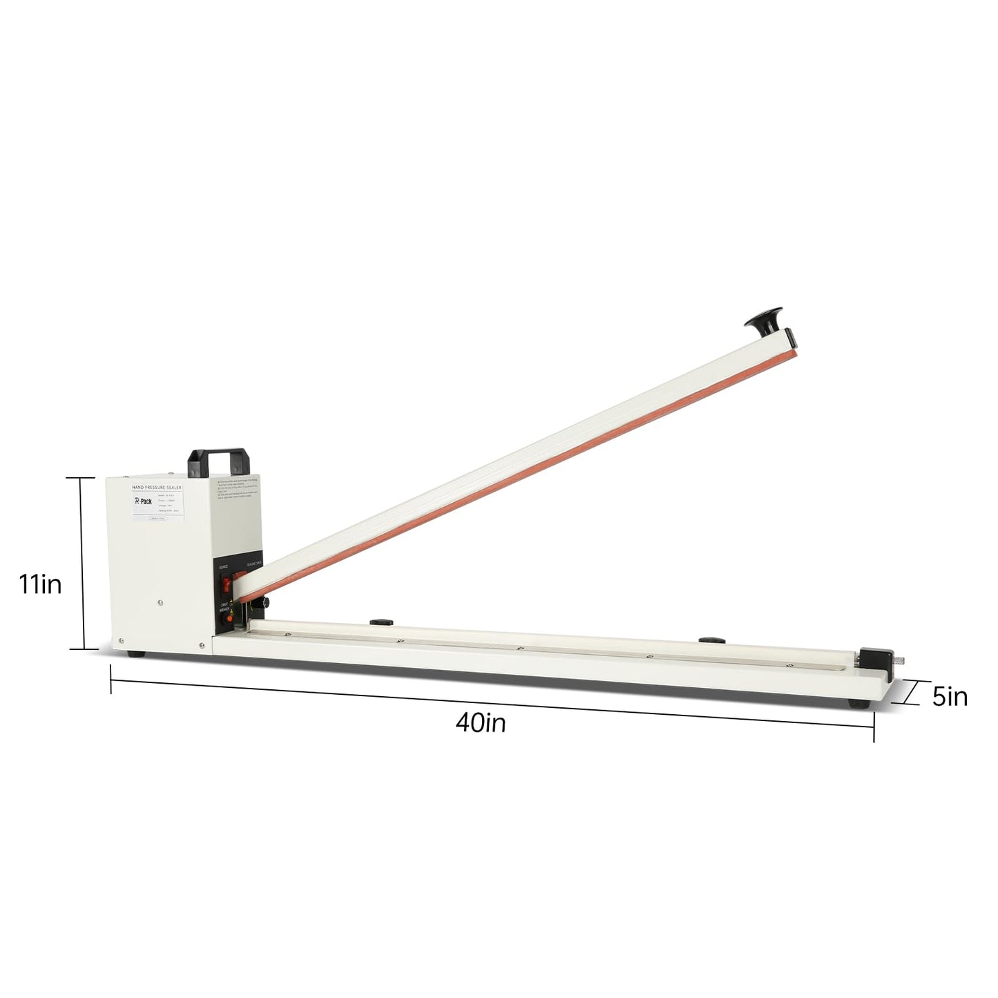 R-PACK Impulse Heat Sealer with Seal bar, Heavy-Duty Bag Sealing & Cutting Machine, 8mm Sealing Width, 1 Extra Replacement (white, 30 inch)