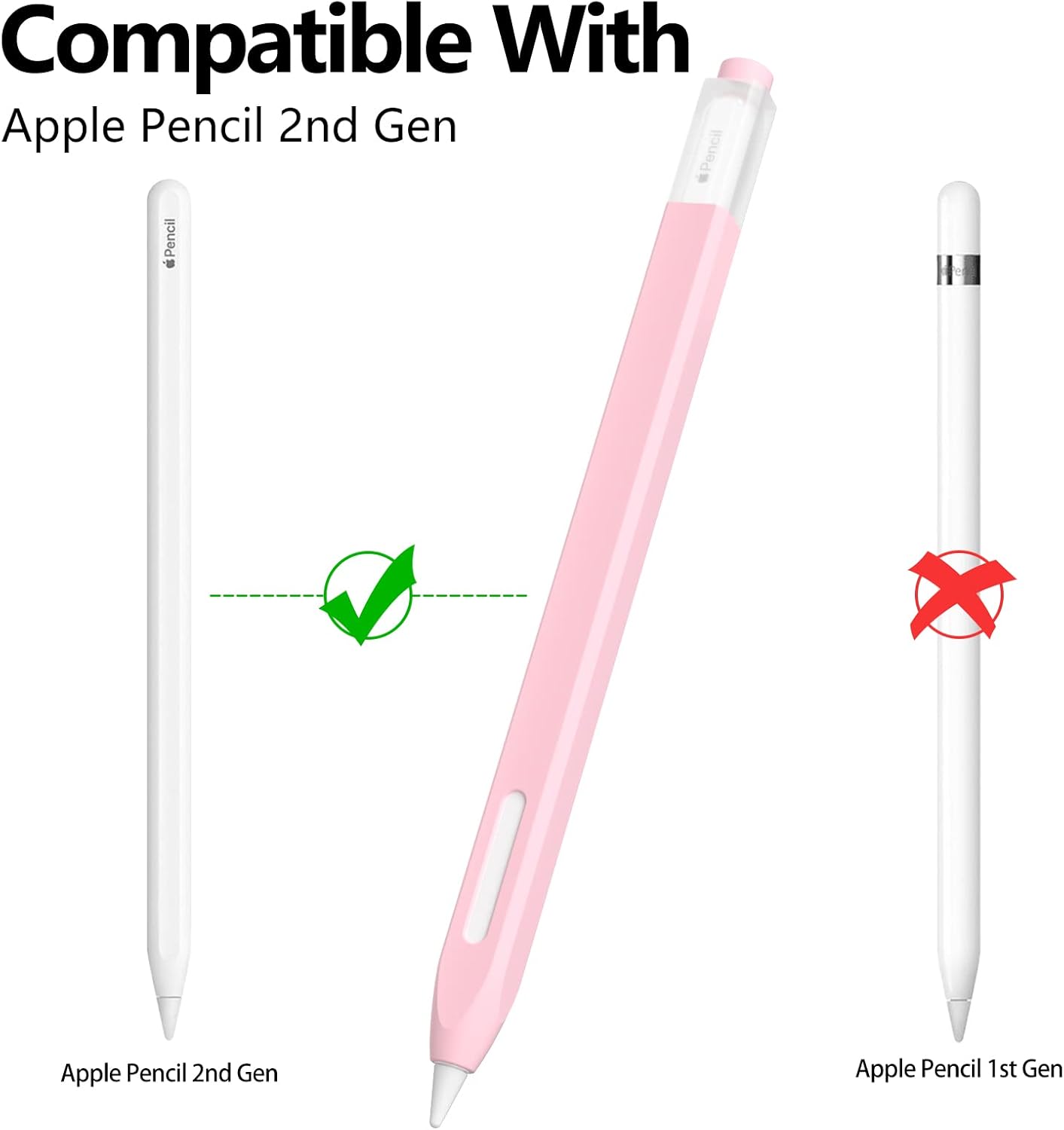 JOOSKO 2nd 5 Classic Silicone Pencil Case Compatible with Apple Pencil Generation Case Cover Sleeve,[with Cloth Fiber