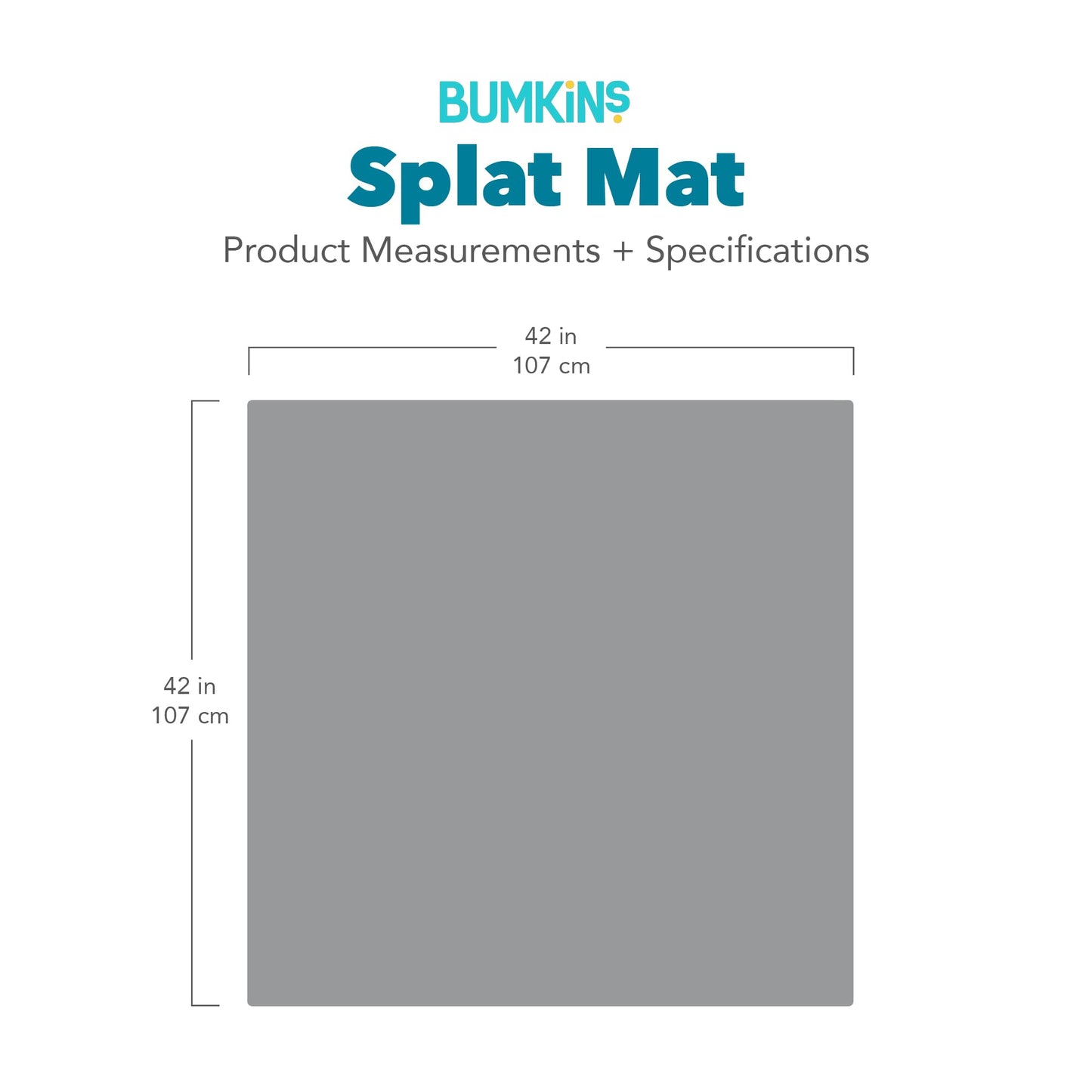 Bumkins Baby Splat Mat for Under High Chair, Babies Toddlers Eating Mess Mat, Waterproof Reusable Cloth for Arts and Crafts, Playtime Mat for Kids, Floors or Tables, Fabric 42inx42in, Gray Arrows