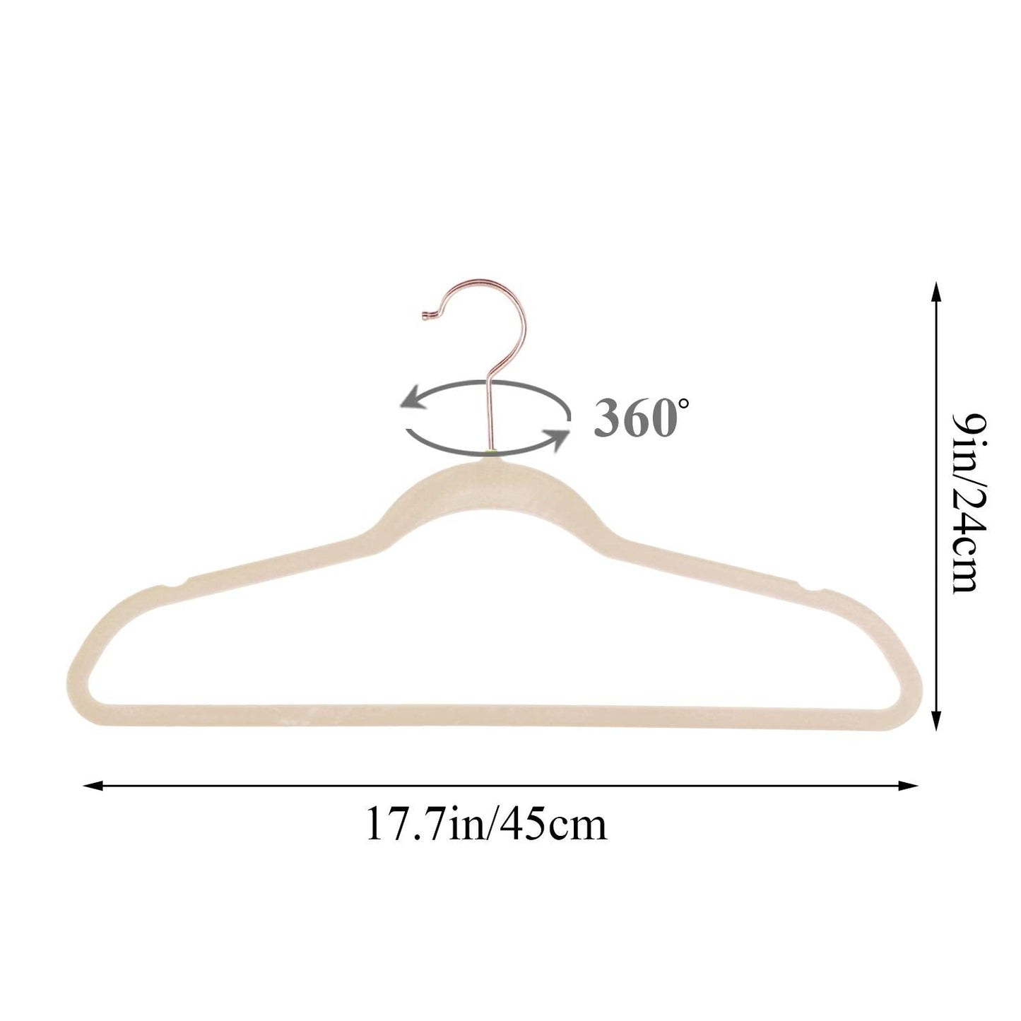VECELO Premium Velvet Clothes Hangers Suit Heavy Duty (100 Pack)-Non Slip & Space-Saving with 12 Finger Clips & 2Tie Rack Excellent for Men and Women,Light Beige