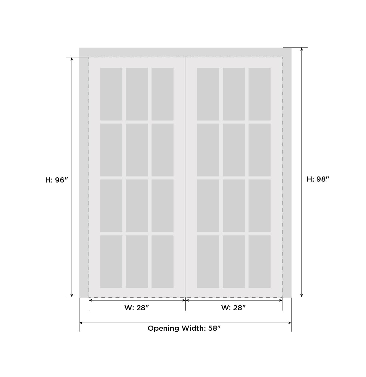 VDOMDOORS Sete 6003 | Double Swing Interior French Doors with Glass with Frosted Glass, MDF, Hardware Included, 56x96, White, Modern
