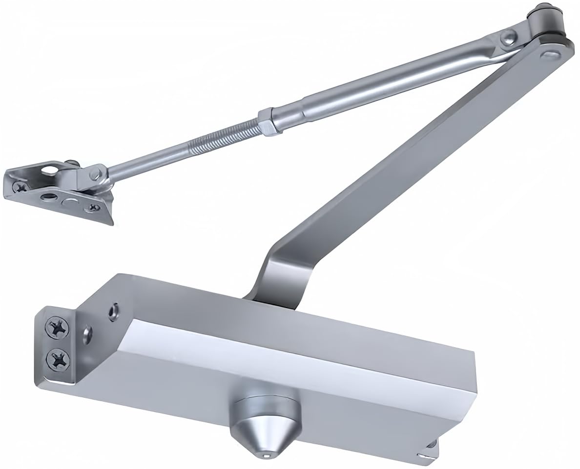 Automatic Door Closer Adjustable Size 4 Closers Commercial Grade 3 Spring Hydraulic Door slam Preventer Auto Door-Closer, Easy Installation & Instructions Silver