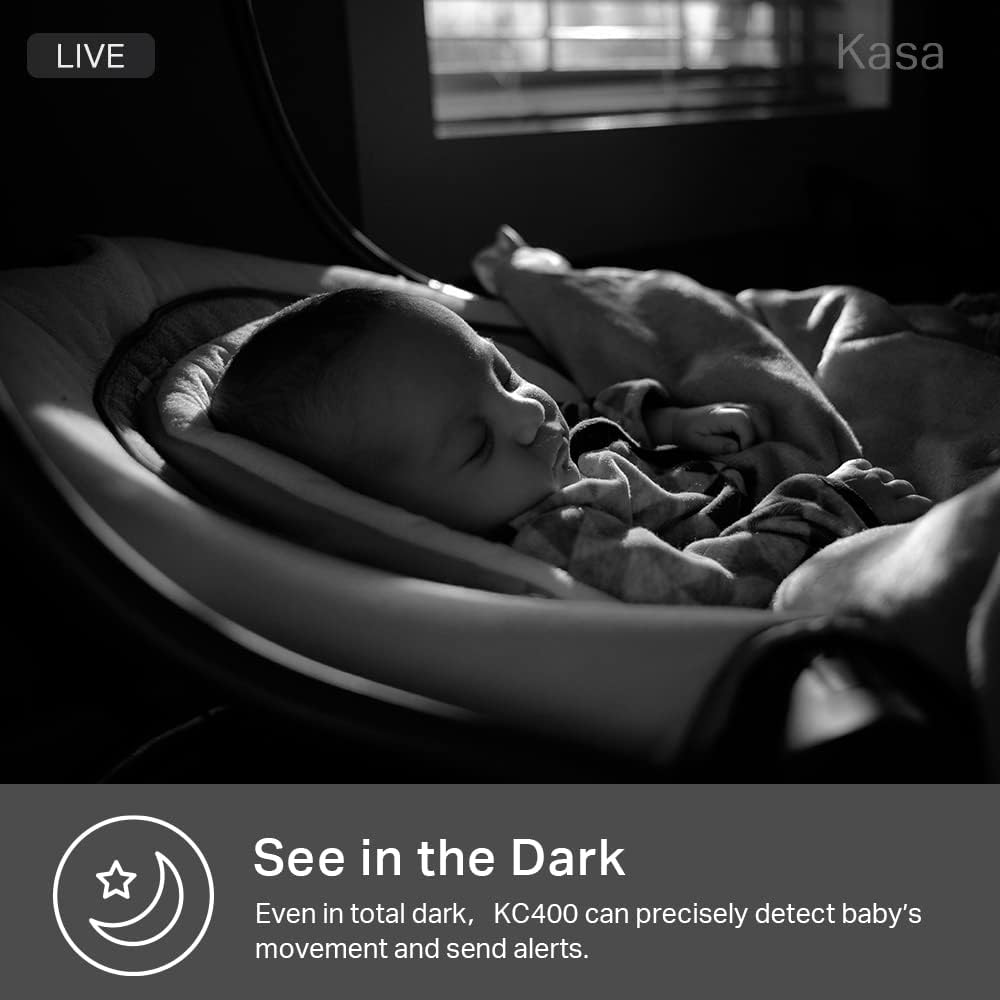 Kasa Smart 2K+ 2-Way KC400 Kasa Indoor Wired Security Camera - Works as a Baby Monitor & Pet Camera, Person/Motion/Baby