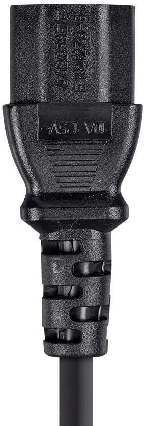 Monoprice 5-15P 60320 C13, 18AWG, 10A/1250W, 125V, 3-Prong, 2ft, Power Cord - NEMA to IEC Black