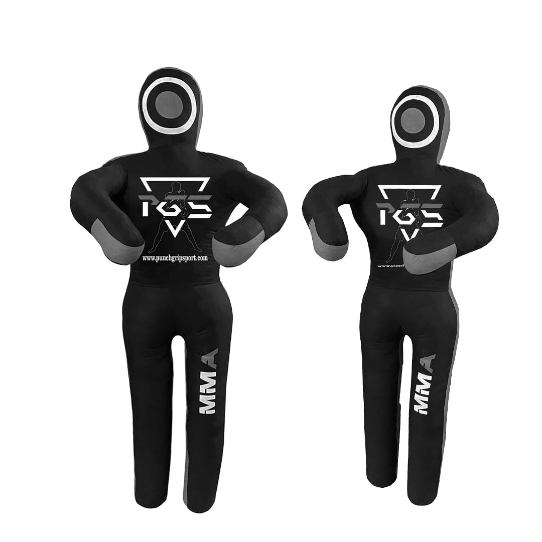 MMA Grappling Dummy Brazilian JIU Jitsu BJJ Punching Bag for Self Defense Wrestling Judo Karate Boxing Throwing Submission Standing Position - UNFILLED (Black Grey, 6FT / 70")