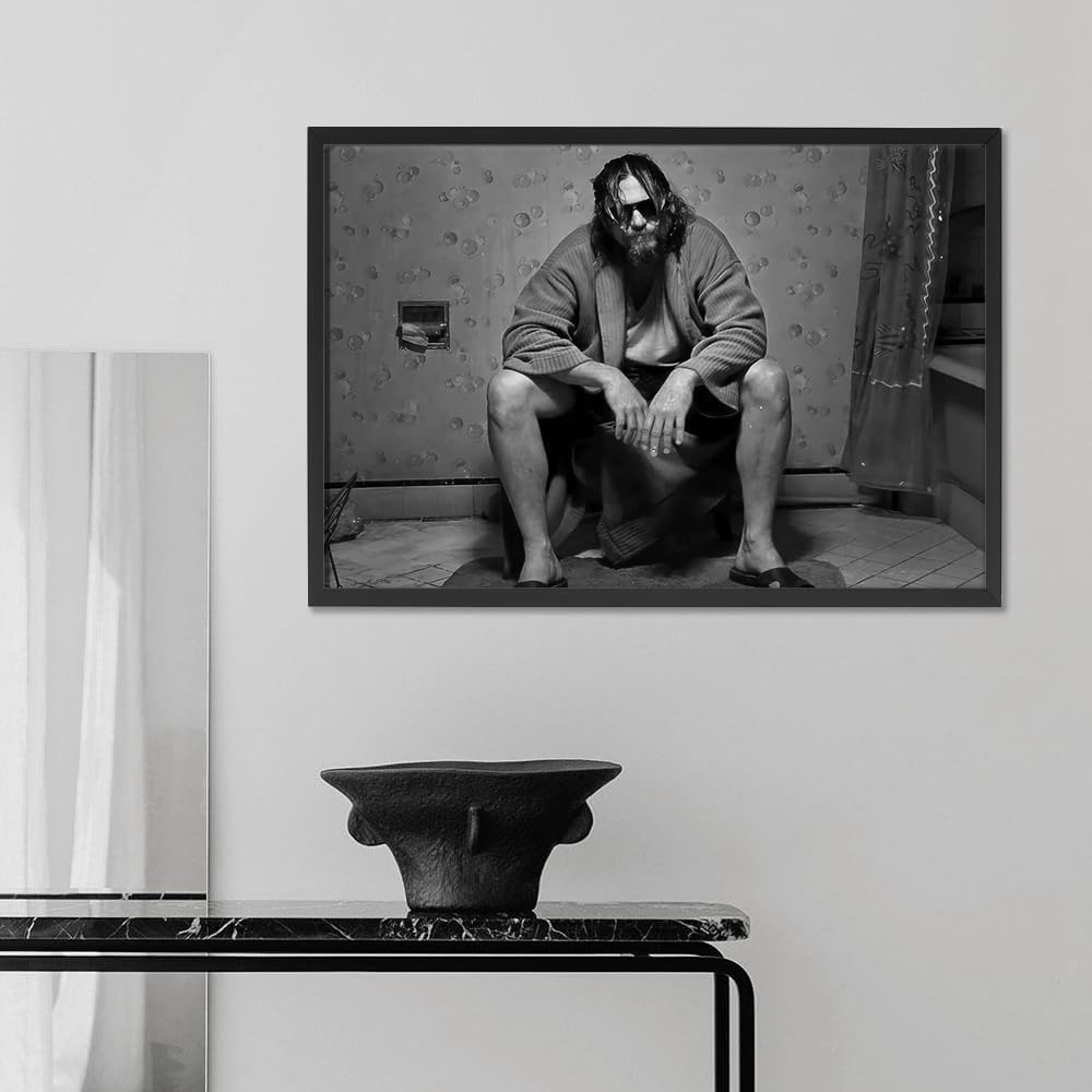 Quarut Funny Bathroom Wall Art - Humorous Black and White Movie Poster Canvas Print | Toilet Decor