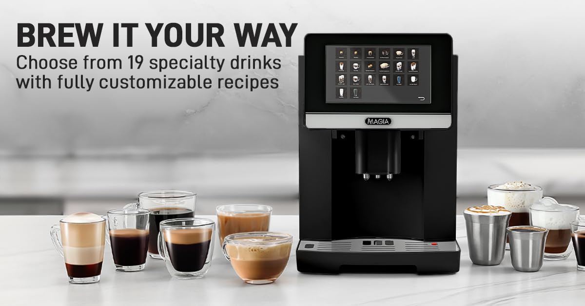 Zulay Magia Super Automatic Espresso Maker Machine with Grinder - 19 Fully Customizable Coffee Options, Auto Cleaning, Milk Foam System - for Latte, Cappuccino- Prime - Silver (13.8x18x9.4)