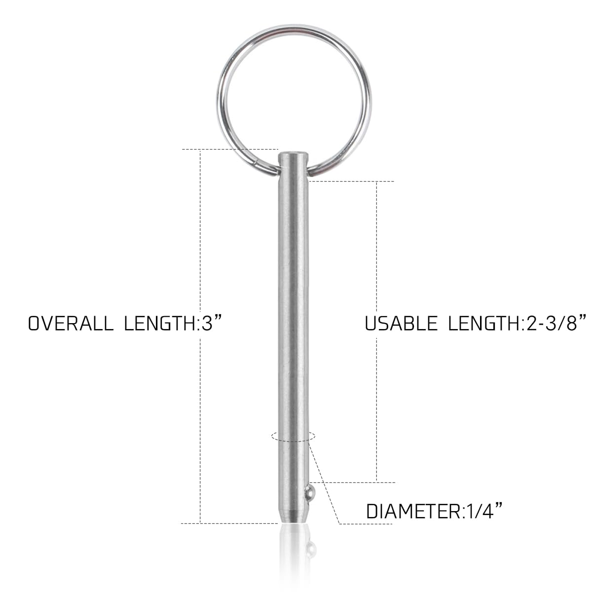 AMYSPORTS Bimini Quick Release Pin Stainless Deck Bimini Top Pins Steel Fitting Hardware Release Pin Boat SUS316 3'' 4Pcs