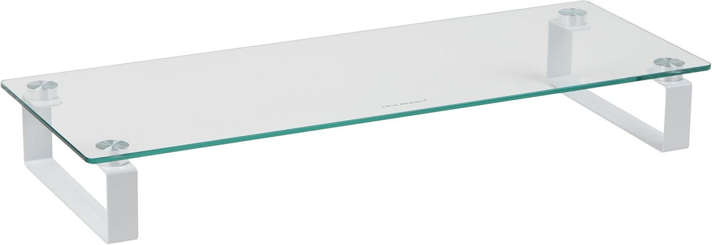 Contemporary Clear Glass Monitor Stand - Stylish Desktop Organizer and Laptop Riser