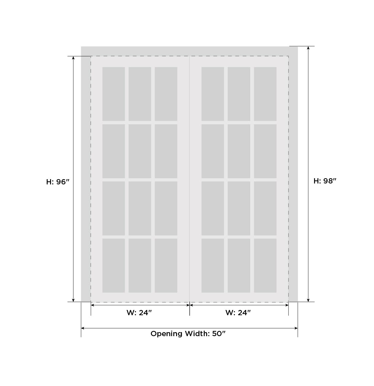 VDOMDOORS Sete 6222 | Double Swing Interior French Doors with Glass with Frosted Glass, MDF, Hardware Included, 48x96, White, Modern