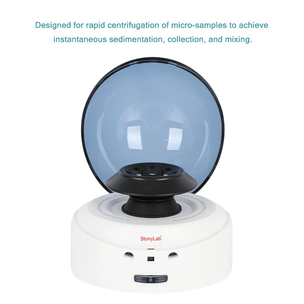 stonylab Mini Centrifuge, 7000rpm Portable Micro Centrifuge for 8x2 ml Tubes and PCR Strips, Laboratory Machine with Low Noise Under 45dB, Auto Stop When Opened, 110-240V