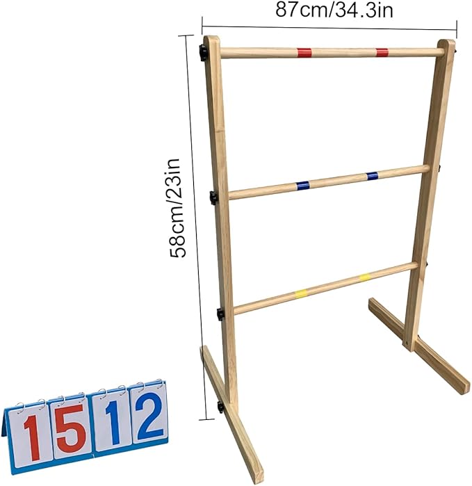 Ladder Ball Set with 2 Ladders 6 Bolas and Scoreboard Lawn Game Ladder Toss Outdoor Ladder Toss Game Set Wood Ladder Ball Set