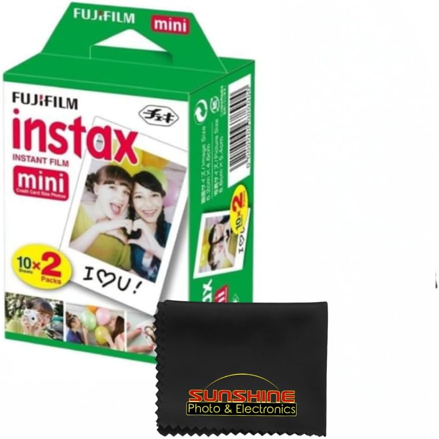 Fujifilm (1 Pack) Instax Mini Instant Camera Film for Mini Instant Cameras and Sunshine Photo Microfiber Cleaning