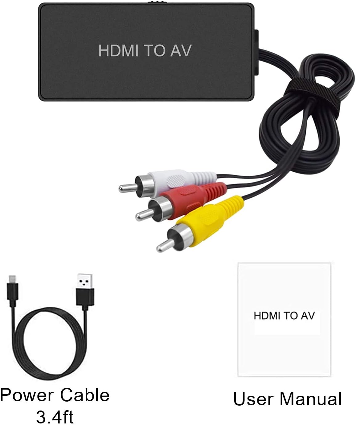 RuiPuo HDMI to AV Converter HDMI to Video Audio Adapter Supports PAL/NTSC Compatible for Roku Streaming Stick, Fire