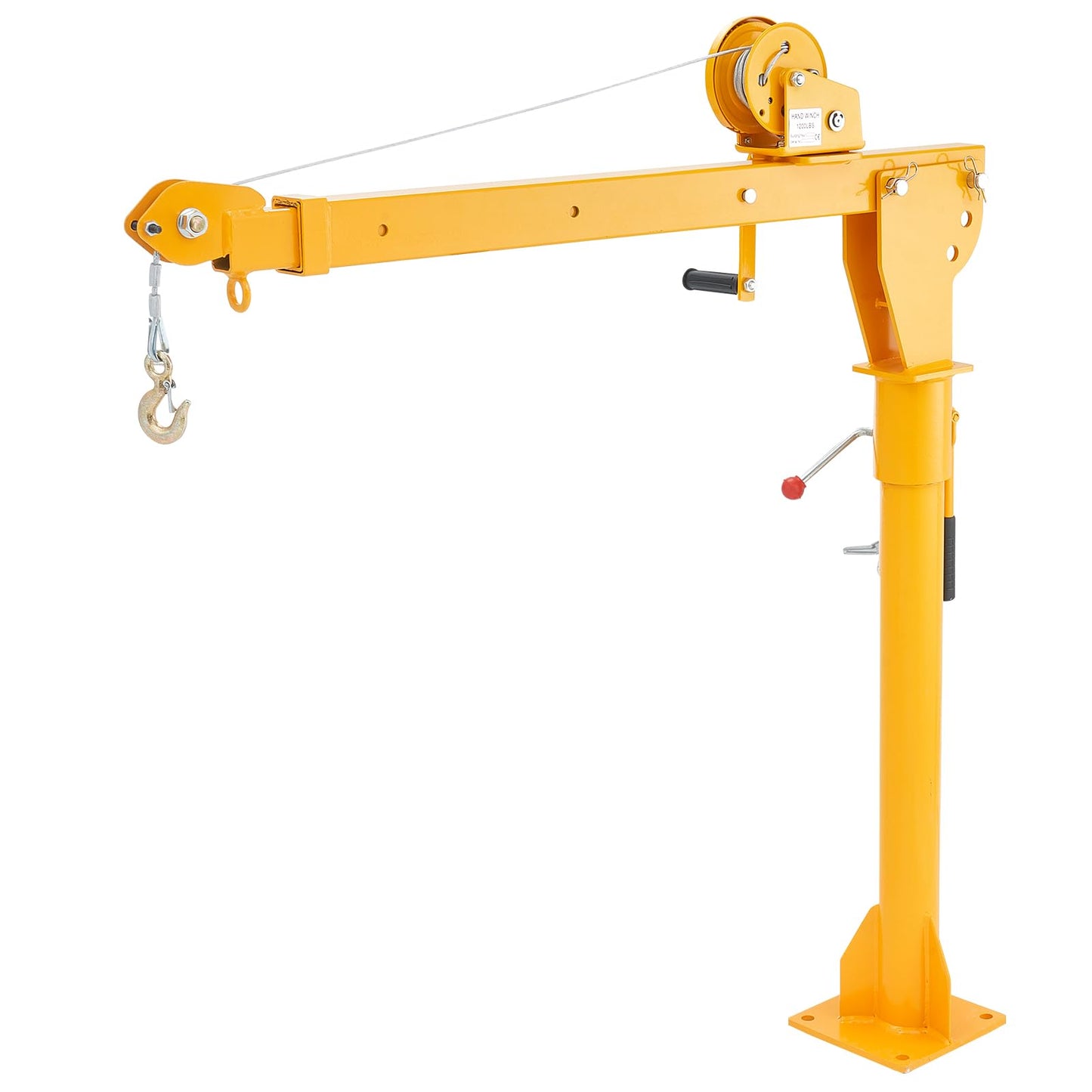 VEVOR Pickup Truck Crane with 1100 lbs Manual Winch, Folding Truck-Mounted Bed Crane, Steel Pickup Truck Jib Crane Hoist 360° Swivel for Lifting Goods in Construction, Factory
