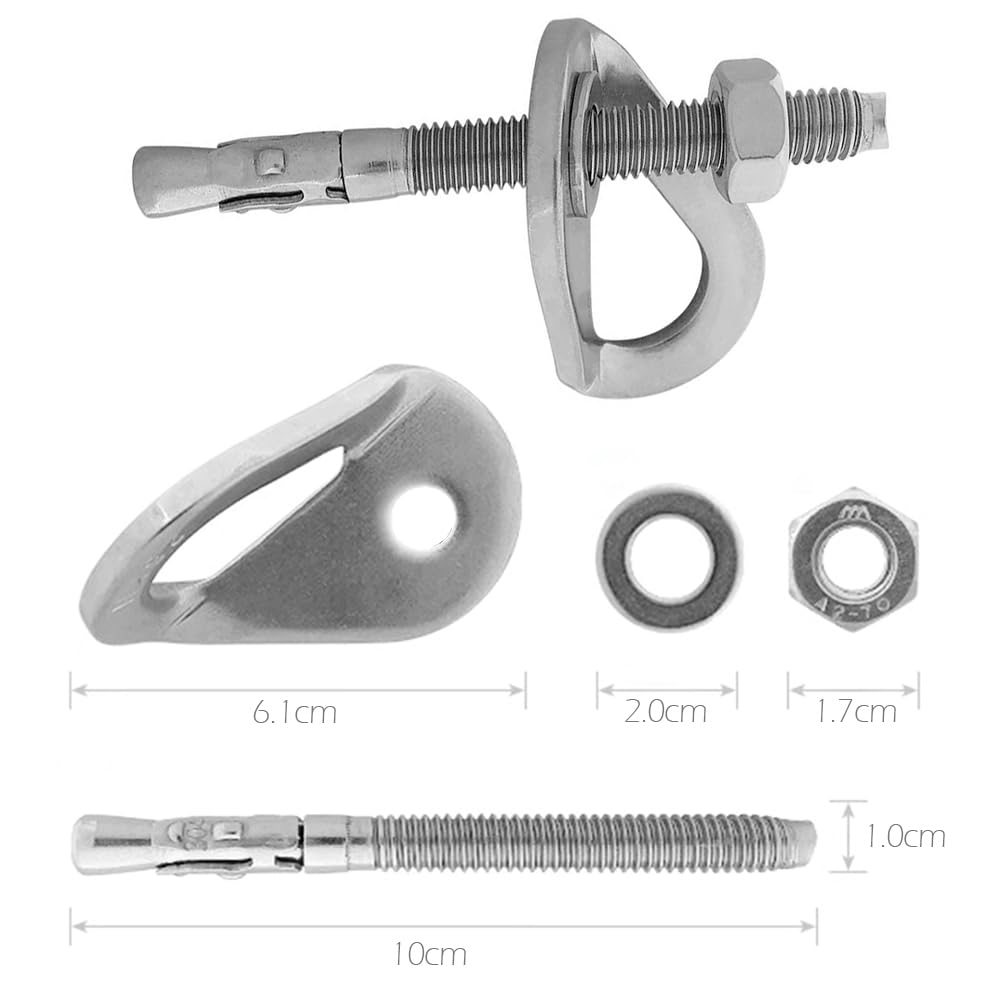 YERGOFE Climbing Holds Anchor Set - 3PCS - 10MM Bolt/25KN - Stainless Steel Bolt Hanger and Bolt Heavy Duty Climbing Holds Weight 2500KG for Indoor Outdoor Climb Train, High Worker, Mountaineering
