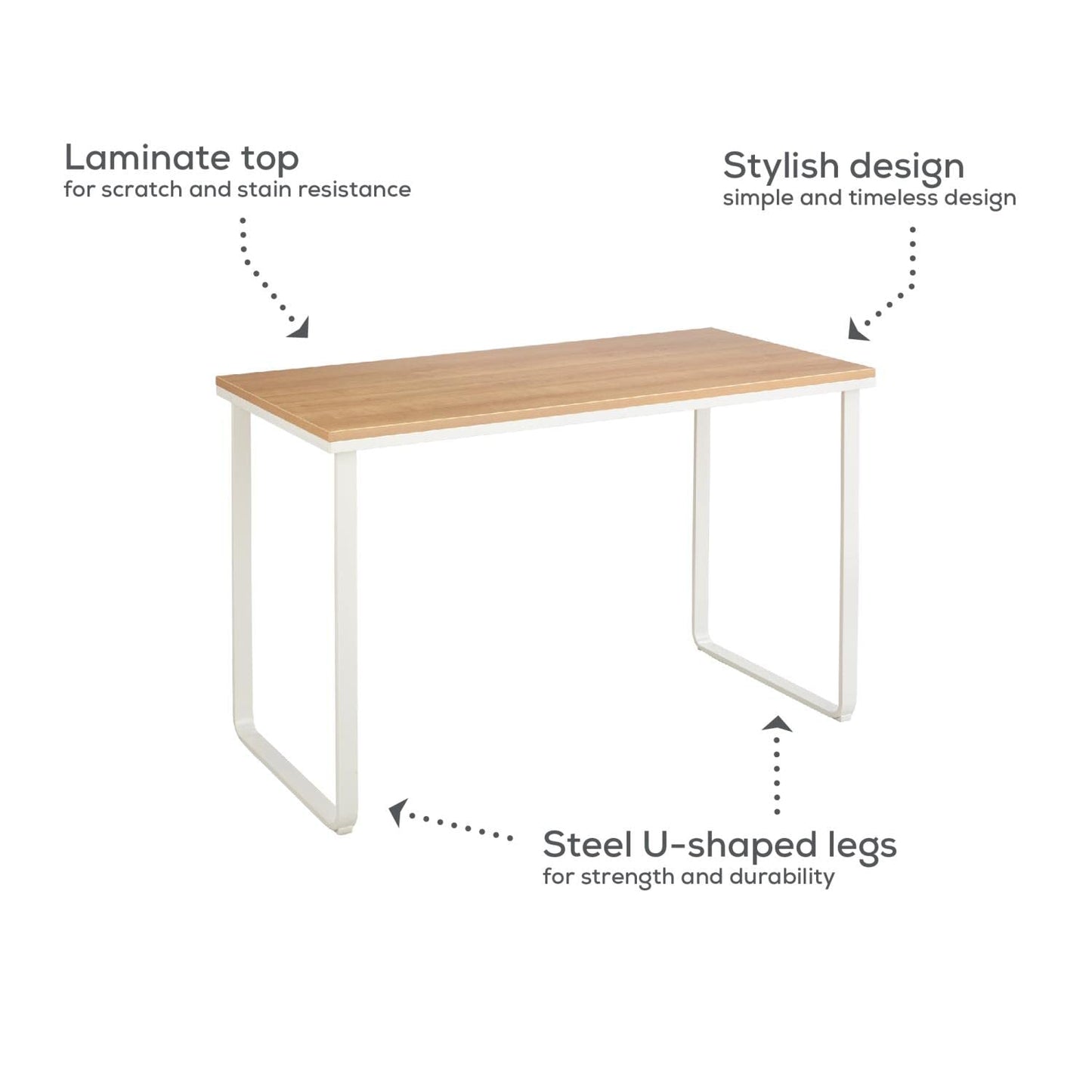 Safco Simple Design Table Desk with Sled Base, , Beech Top White Legs (1943BHWH)