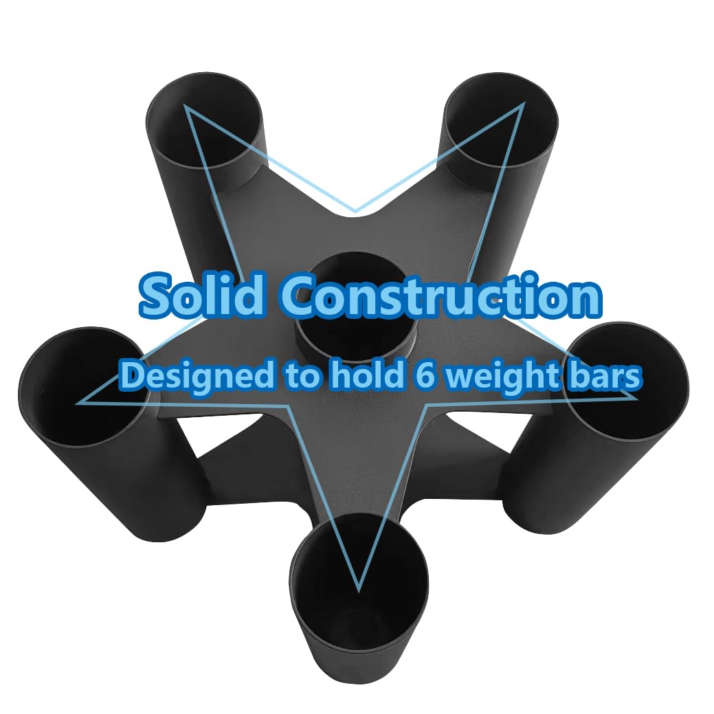 Barbell Rack Stand Vertical Olympic Bar Storage Rack 6 Bars Storage Rack for 2-inch Olympic Bars Dumbbell Handles Triceps Bars Curl Bars