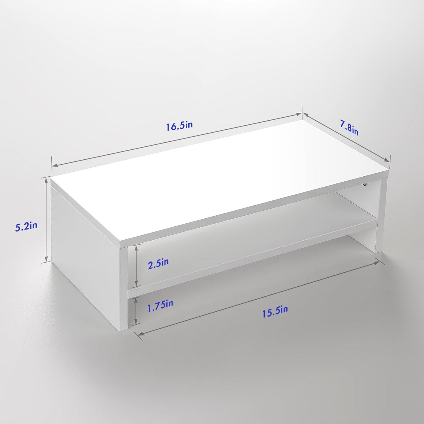 Desk,2 16.5 7.8 5.2 inch BEYGORM White Monitor Stand Riser for Tiers Wood Desk Shelf Computer Screen Stand with Storage