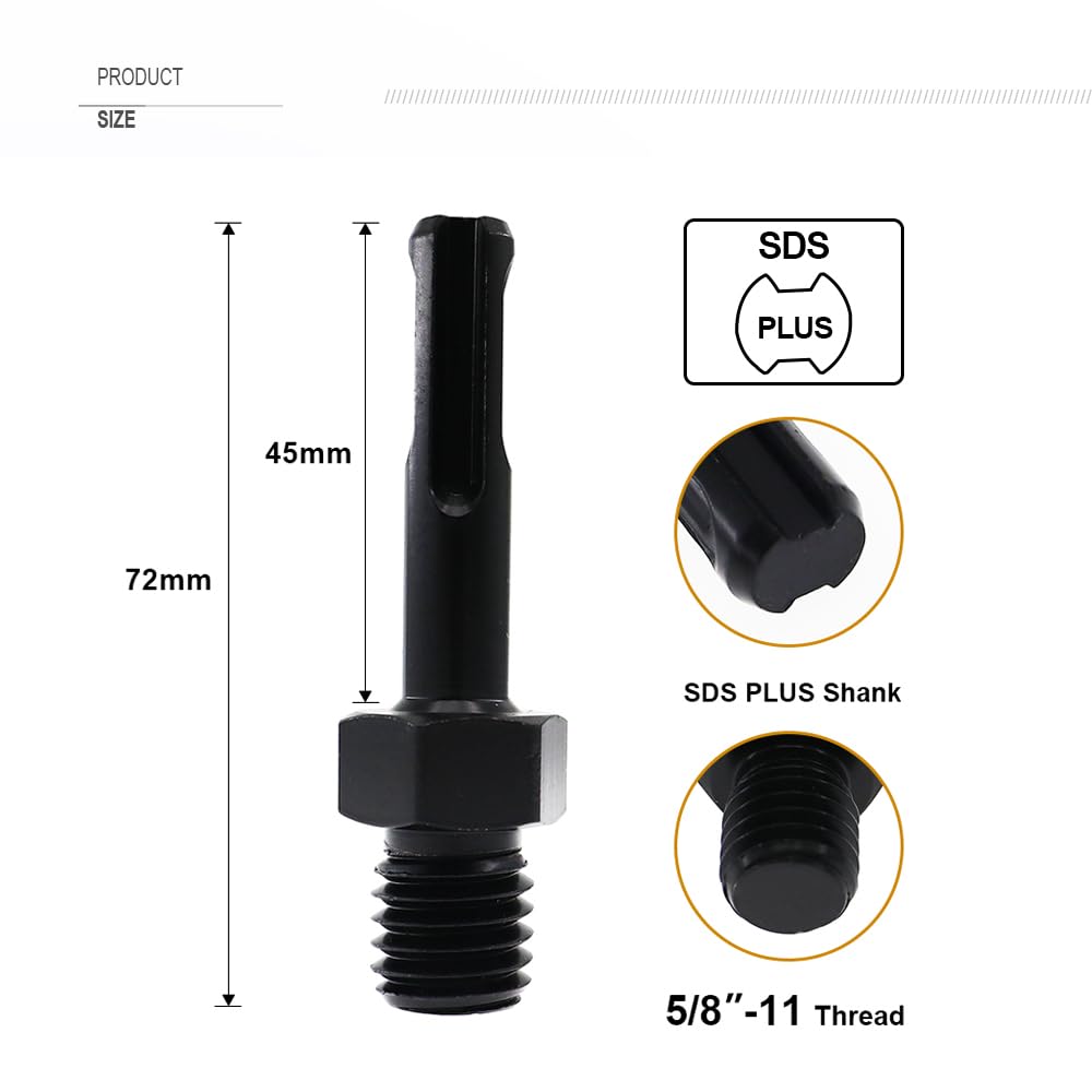 SHDIATOOL Diamond Drill Core Bits Set Diameter 20 25 35 45 65mm with 5/8-Inch-11 Thread for Hard Granite Marble
