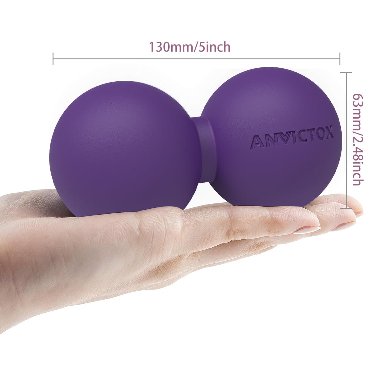 ANVICTOX Peanut Massage Ball,Double Lacrosse Ball for Neck and Back,Medium Density Myofascial Release Massager Ball for Deep-Tissue Massage Muscle Knots Yoga Therapy(Purple)