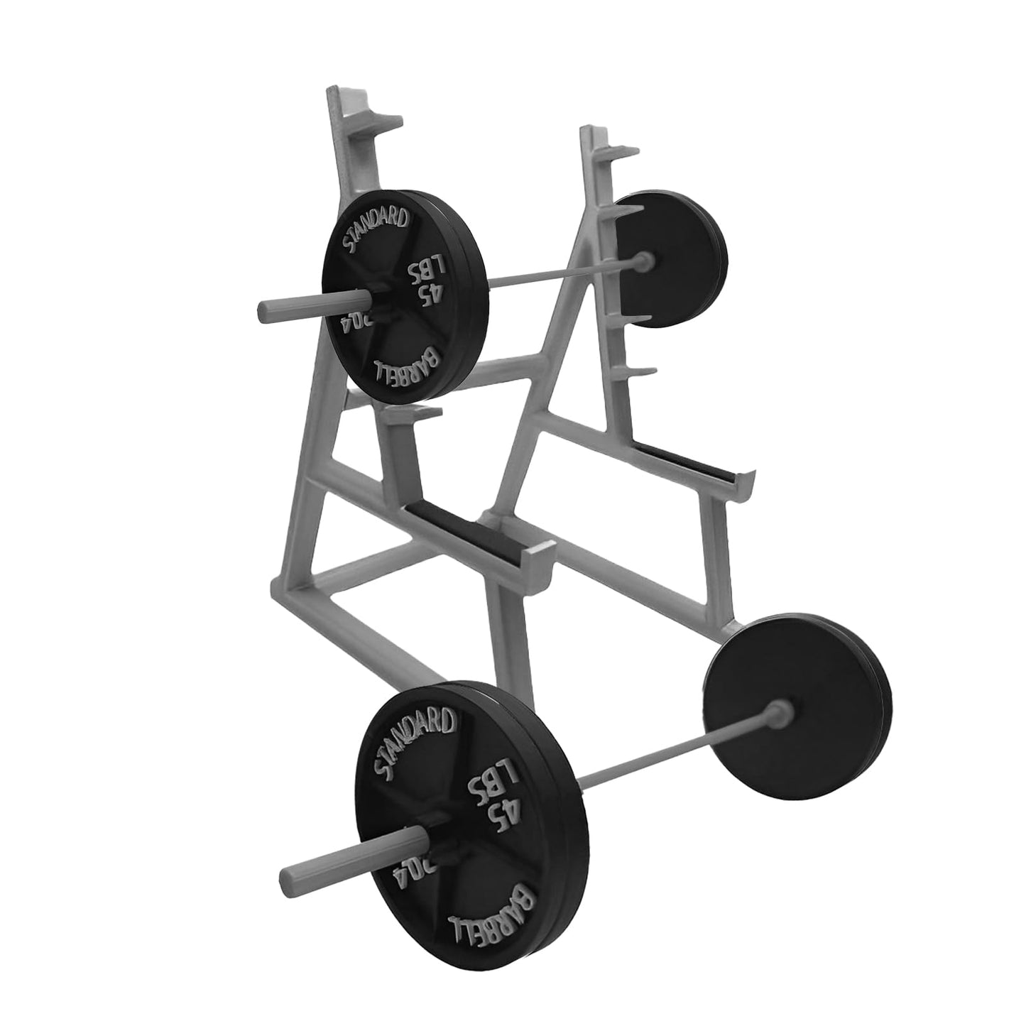 EKDJKK Squat Rack Pen Holder, Modern A-Frame Style, Gray Plastic, Fun Desk Gym Decor with Weights & Barbells