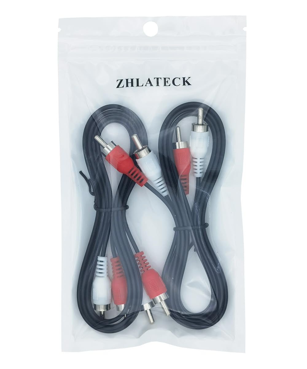 ZHLATECK 3FT 2-RCA 2-RCA 2-Pack RCA Stereo Audio Cable, Male to Male Cable Compatible for Amplifier Speaker VHS VCR DVD