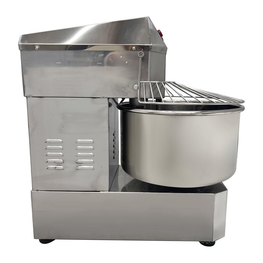 LGXEnzhuo 40L Commercial Dough Mixer with Dual Rotation and Double Speed, 1800W Electric Dough Kneading Machine - Stainless Steel, Spiral Hook, Emergency Stop, for Pizze and Bread