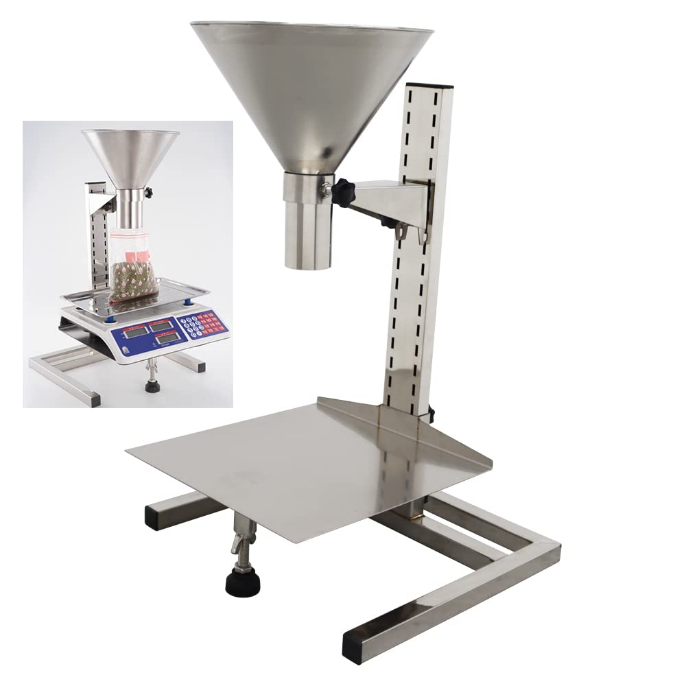 PreAsion Commercial Stainless Steel Funnel with Support Stand Manual Filling Package Funnel 1.5inch