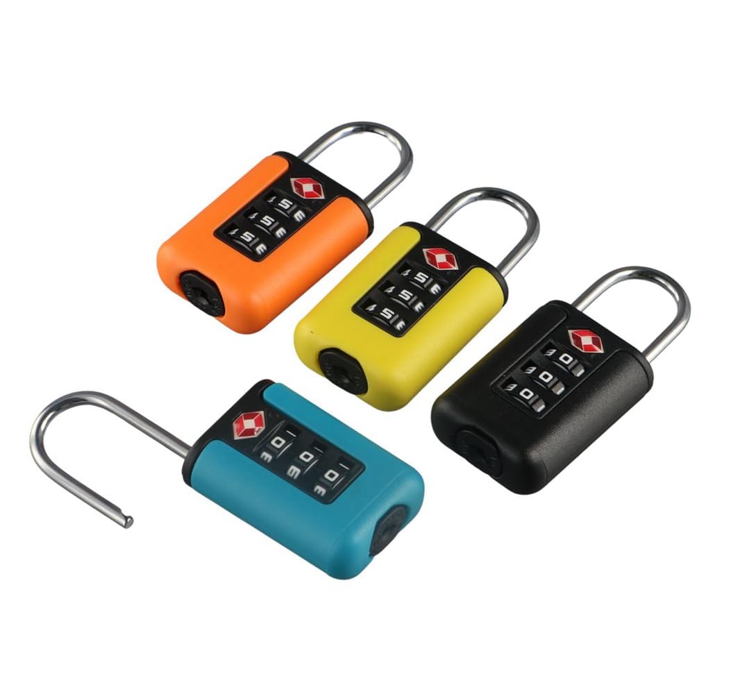 Vctitil 4pcs TSA Customs Code Lock 3-Digit Waterproof Anti-Theft Security Code Lock Convenient Suitcase Luggage Lock(Yellow/Blue/Black/Orange)
